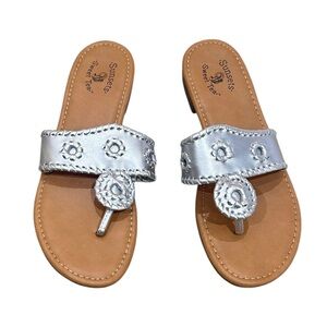 Sunsets Sweet Tea Silver metallic Flat toe Sandals size 9m